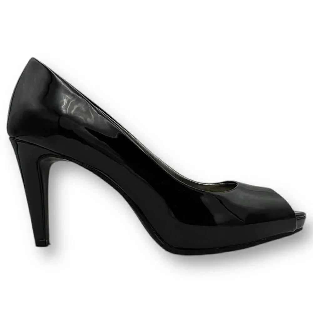 Bandolino Womens Rainaa Peep Toe Pump Heels Black Size 8M